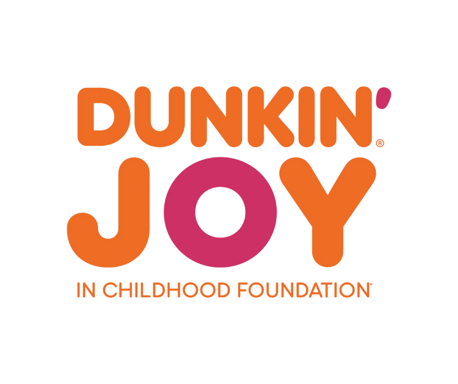 Dunkin Joy in Childhood logo with orange and pink writing