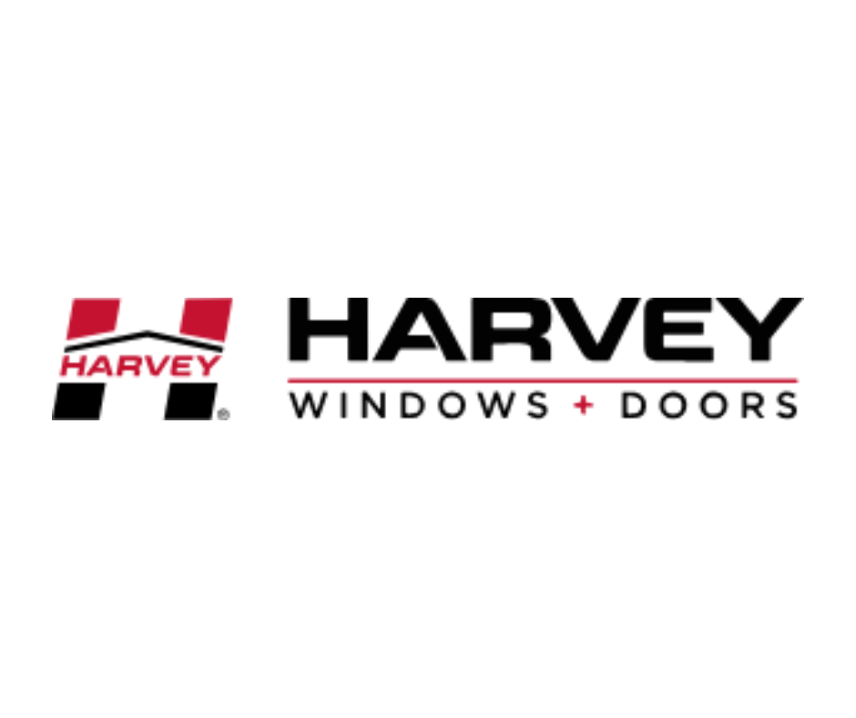 Harvey Windows + Doors logo with red and black